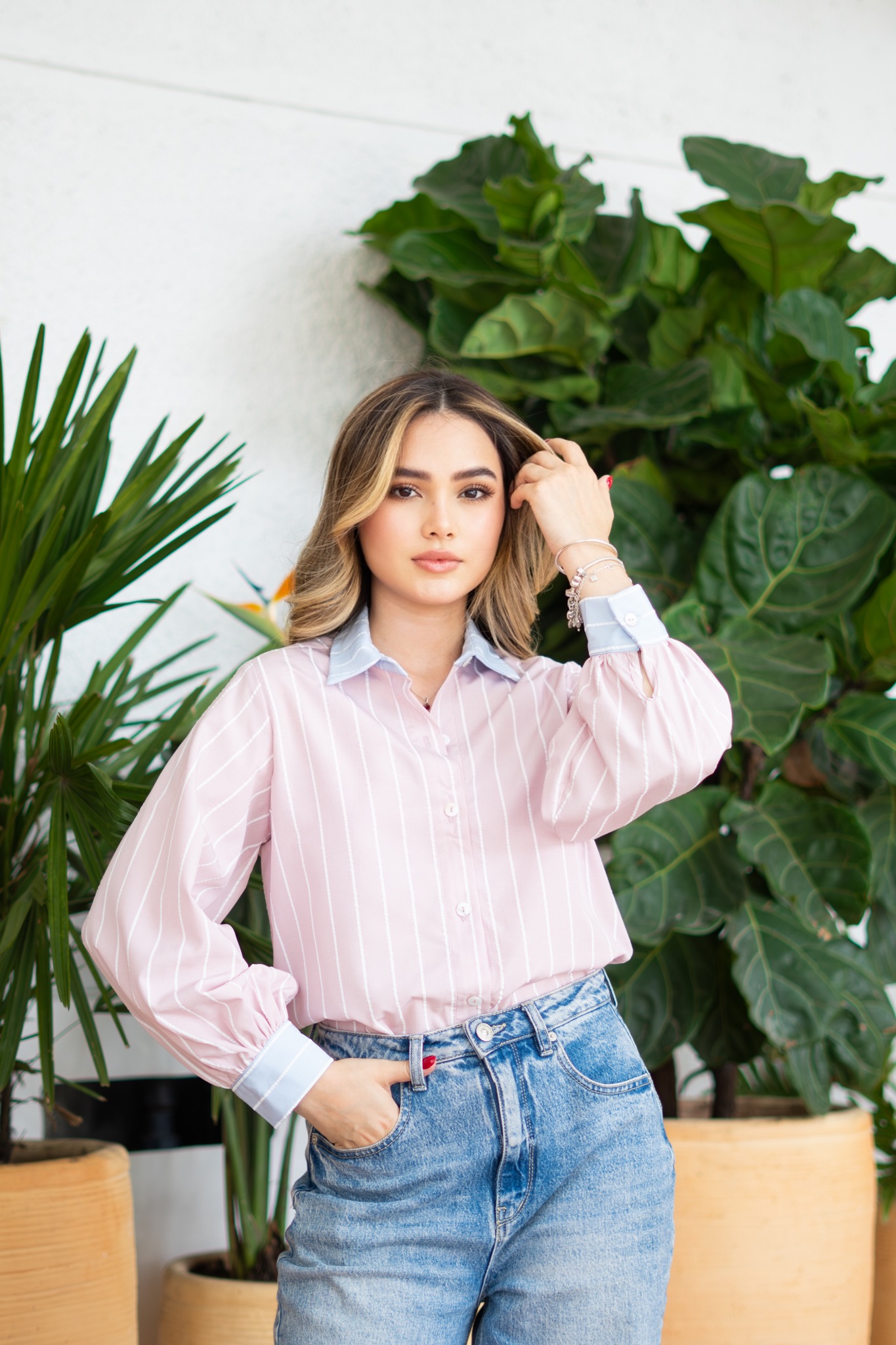Camisa rayas rosa blush