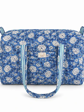Duffle Bag Viajera · Camelias Blancas Sobre Azul 