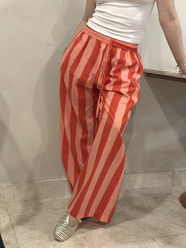 Pantalón de Rayas en Algodón – Coral Riviera
