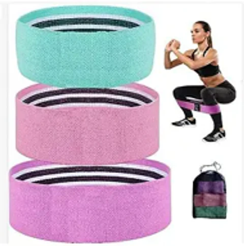 Set de 3 Bandas Elásticas de Tela con 3 Niveles de Resistencia