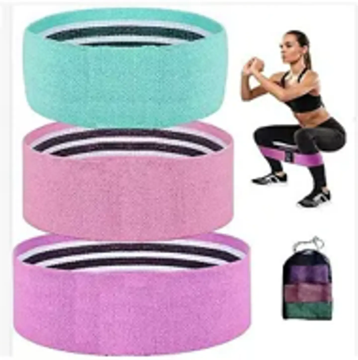 Set de 3 Bandas Elásticas de Tela con 3 Niveles de Resistencia 1