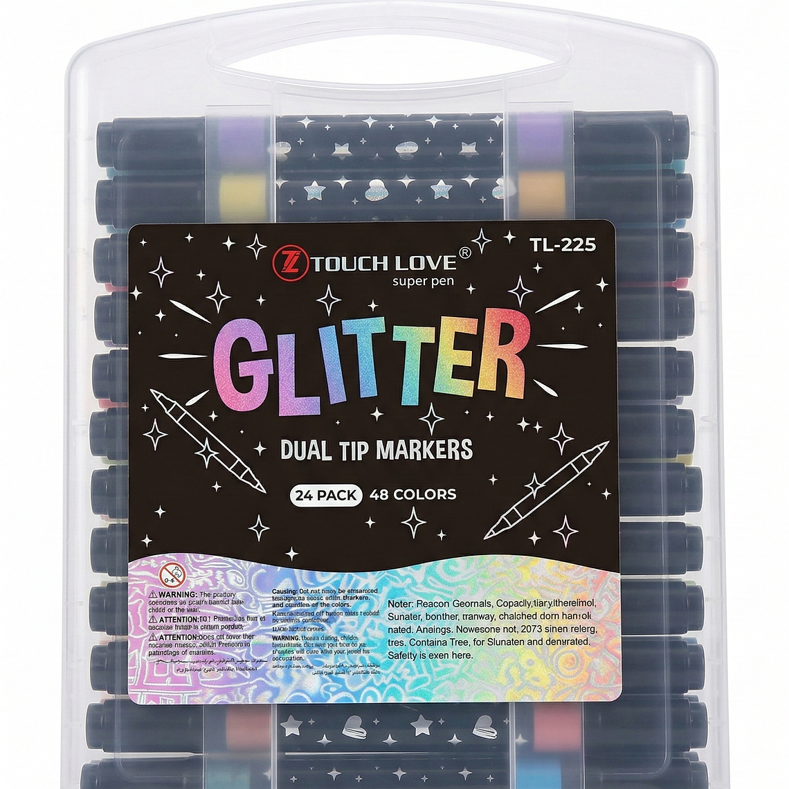 Pack 24 Lápices Acrílicos Glitter de Doble Punta (48 Colores) 2