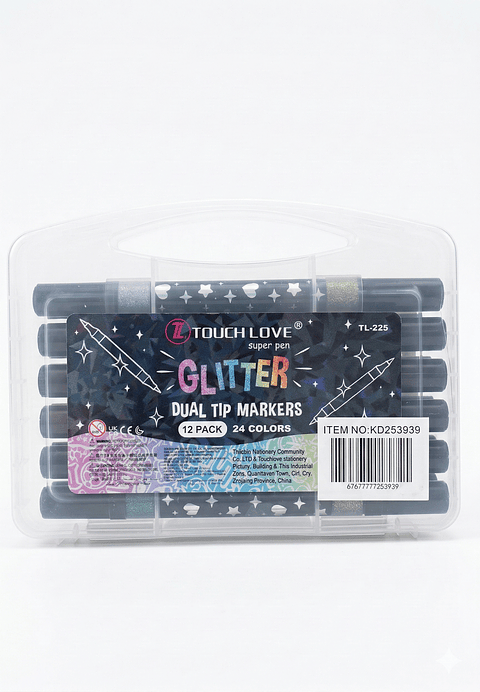 Set de 12 Lápices Glitter Doble Punta - 24 Colores Brillantes