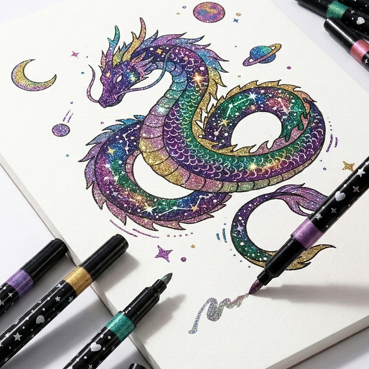 Set de 12 Lápices Glitter Doble Punta - 24 Colores Brillantes 3