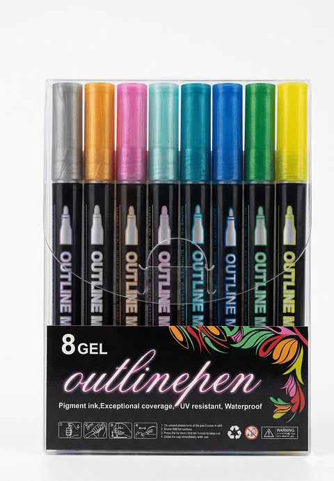 Set de 8 Marcadores de Gel con Efecto Outline (Borde Mágico)