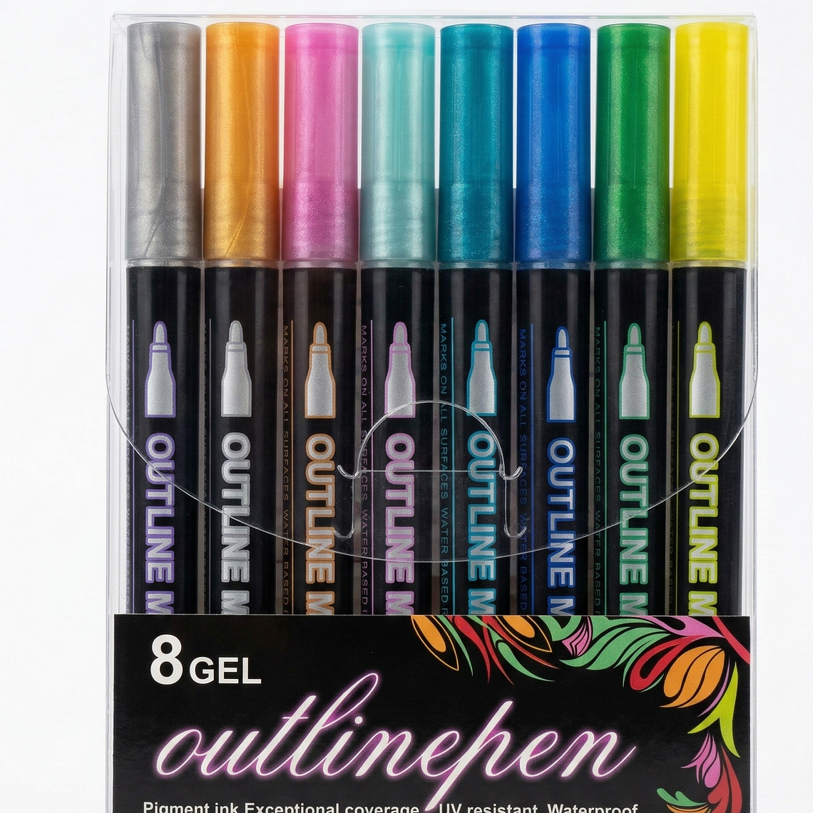 Set de 8 Marcadores de Gel con Efecto Outline (Borde Mágico) 1