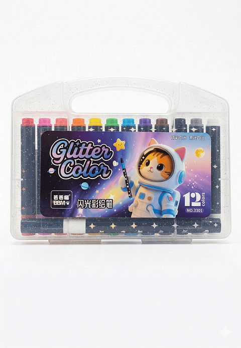 Set Galáctico "Cielo Gato": 12 Lápices Acrílicos Punta Pincel