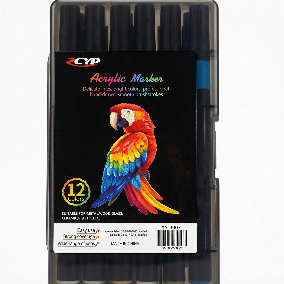 Set de 12 Lápices de Pintura Acrílica punta Fina Tipo Pincel - Multisuperficie y Secado Rápido 1