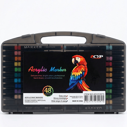 Set de 48 Lápices de Pintura Acrílica Punta Fina Tipo Pincel CYP - Calidad Profesional