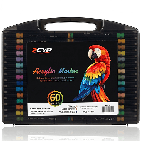 Set de 60 Lápices de Pintura Acrílica Punta Fina Tipo Pincel CYP - Calidad Profesional