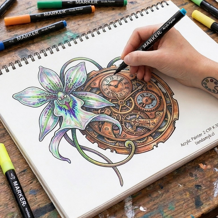 Set de 60 Lápices de Pintura Acrílica Punta Fina Tipo Pincel CYP - Calidad Profesional 3