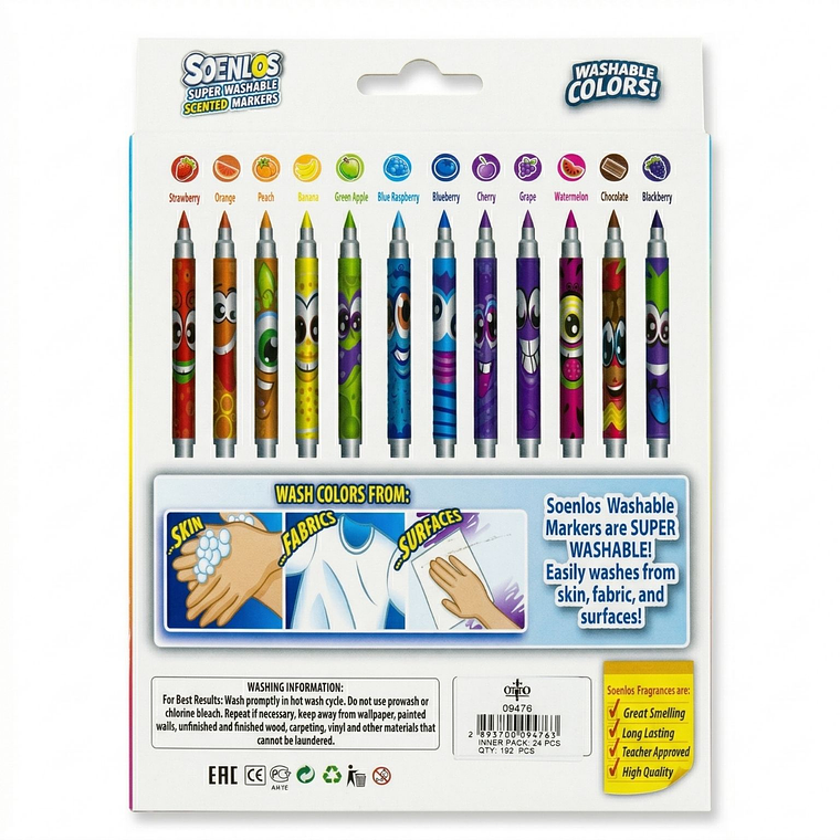 Set de 12 Plumones Perfumados Súper Lavables Soenlos - Silly Scents 2