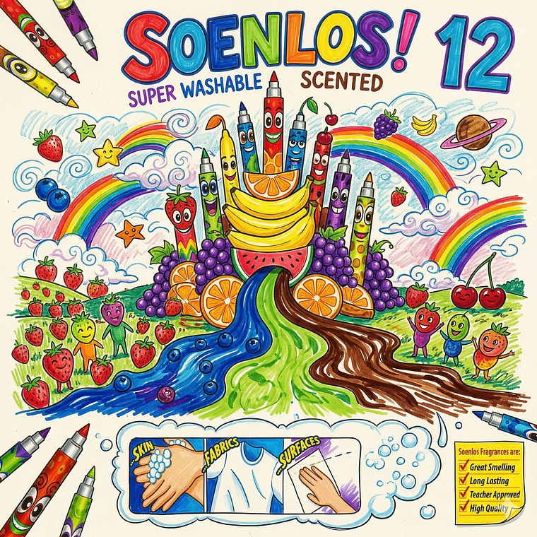 Set de 12 Plumones Perfumados Súper Lavables Soenlos - Silly Scents 3