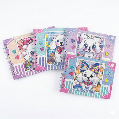 Croqueras "Colorindo" Diseño Perritos Kawaii - - 45 Dibujos + Lámina Protectora Anti-Traspaso
