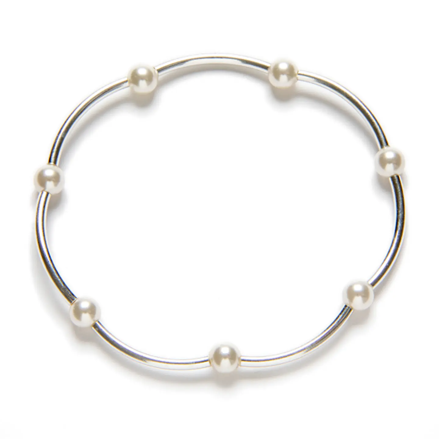 Pulseira elástica Prata e pérolas 1
