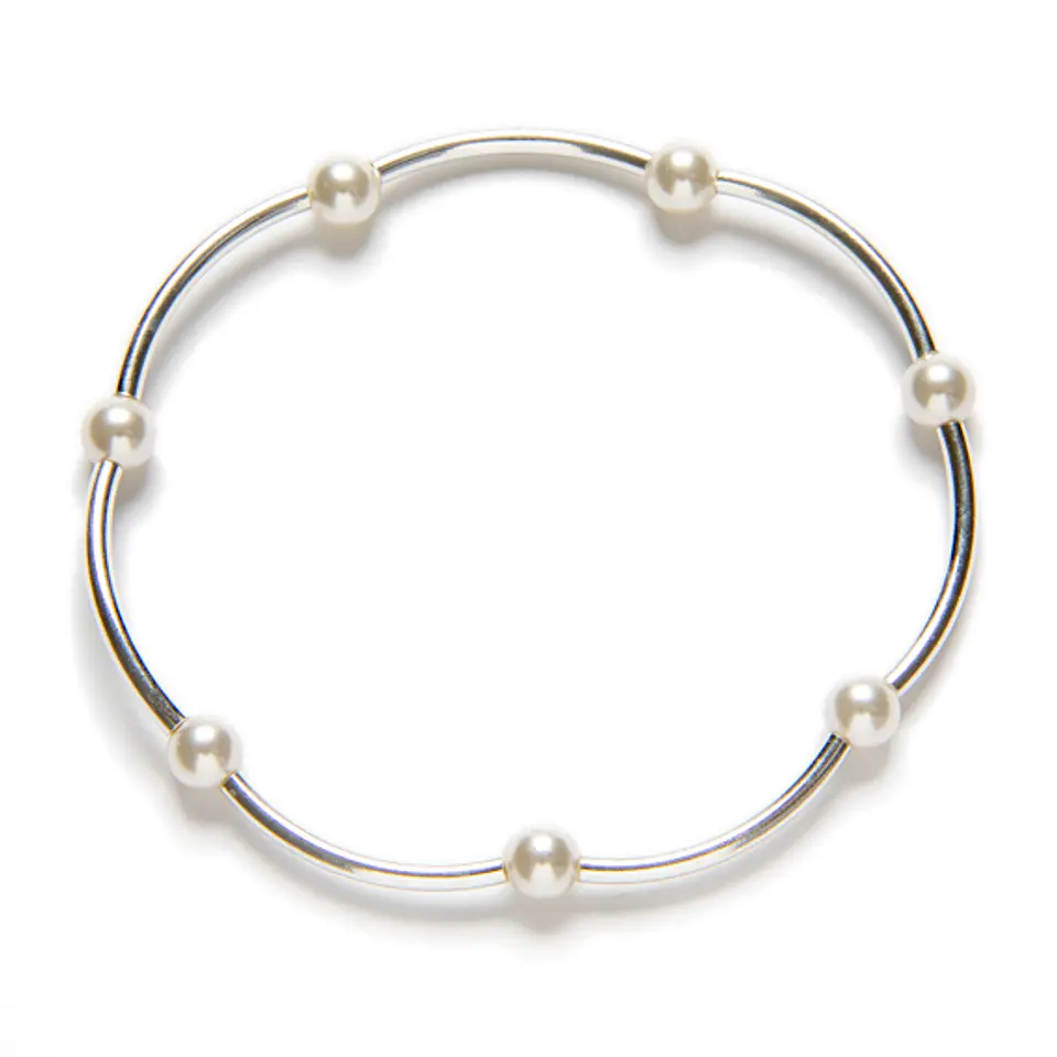 Pulseira elástica Prata e pérolas 1