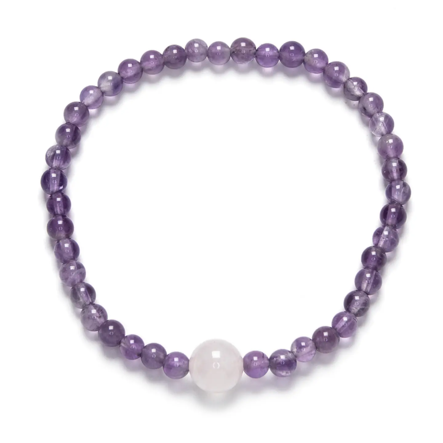 Pulseira elástica com ametista e quartzo rosa 1