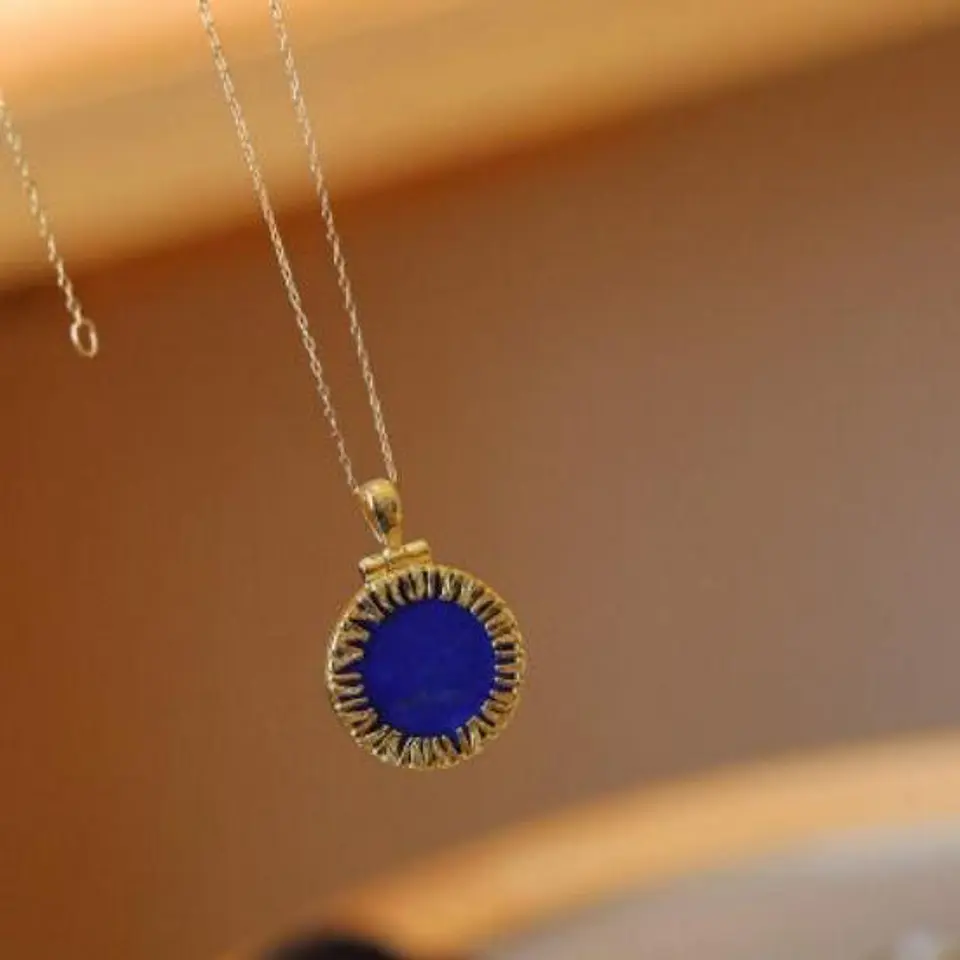 Colar com pendente redondo Lapis Lazuli 3