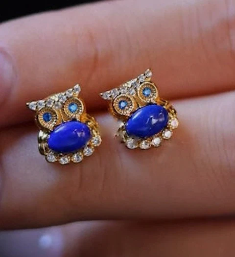 Brincos Coruja Lapis Lazuli