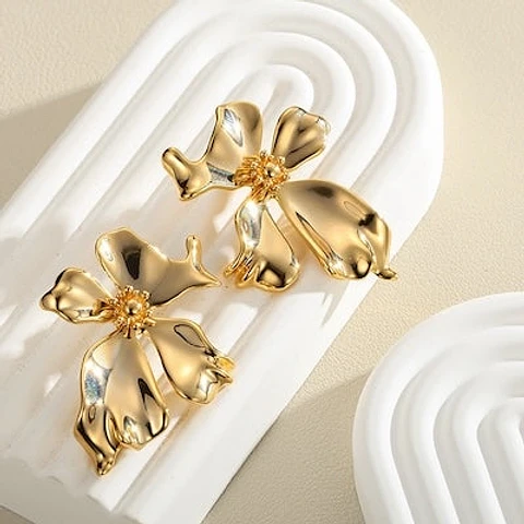 Brincos Vivid Flower - Ouro em Prata