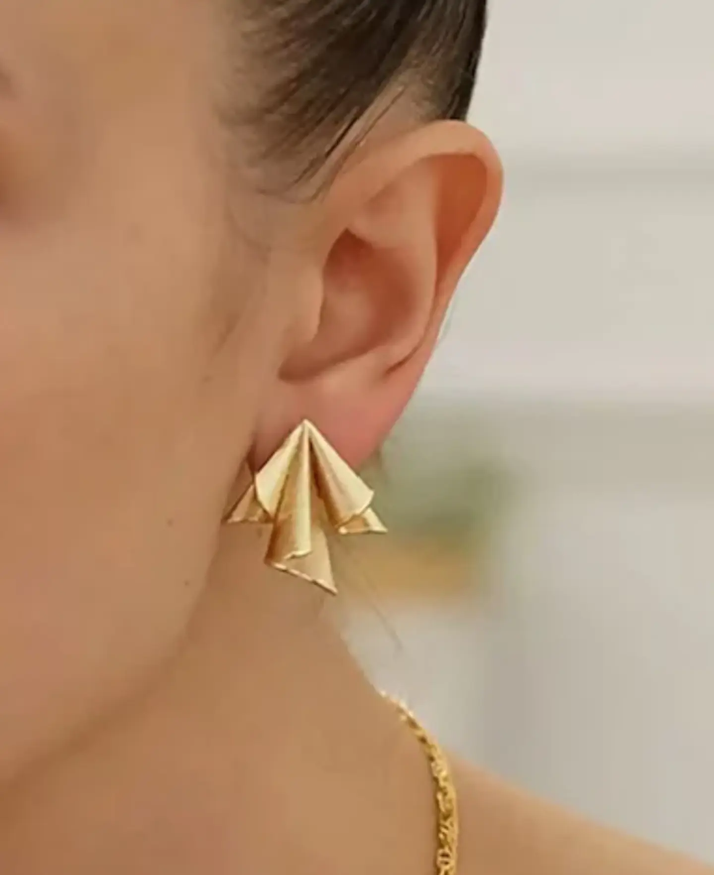 Brincos Origami Dourado 3