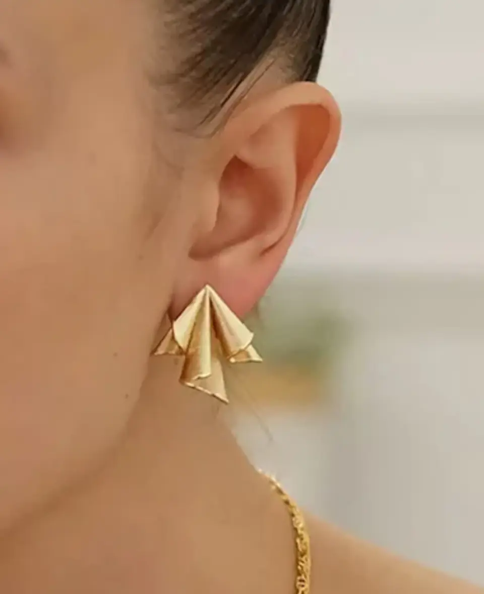 Brincos Origami Dourado 3