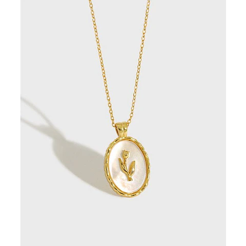 Colar Tulipa sobre Madrepérola em Prata