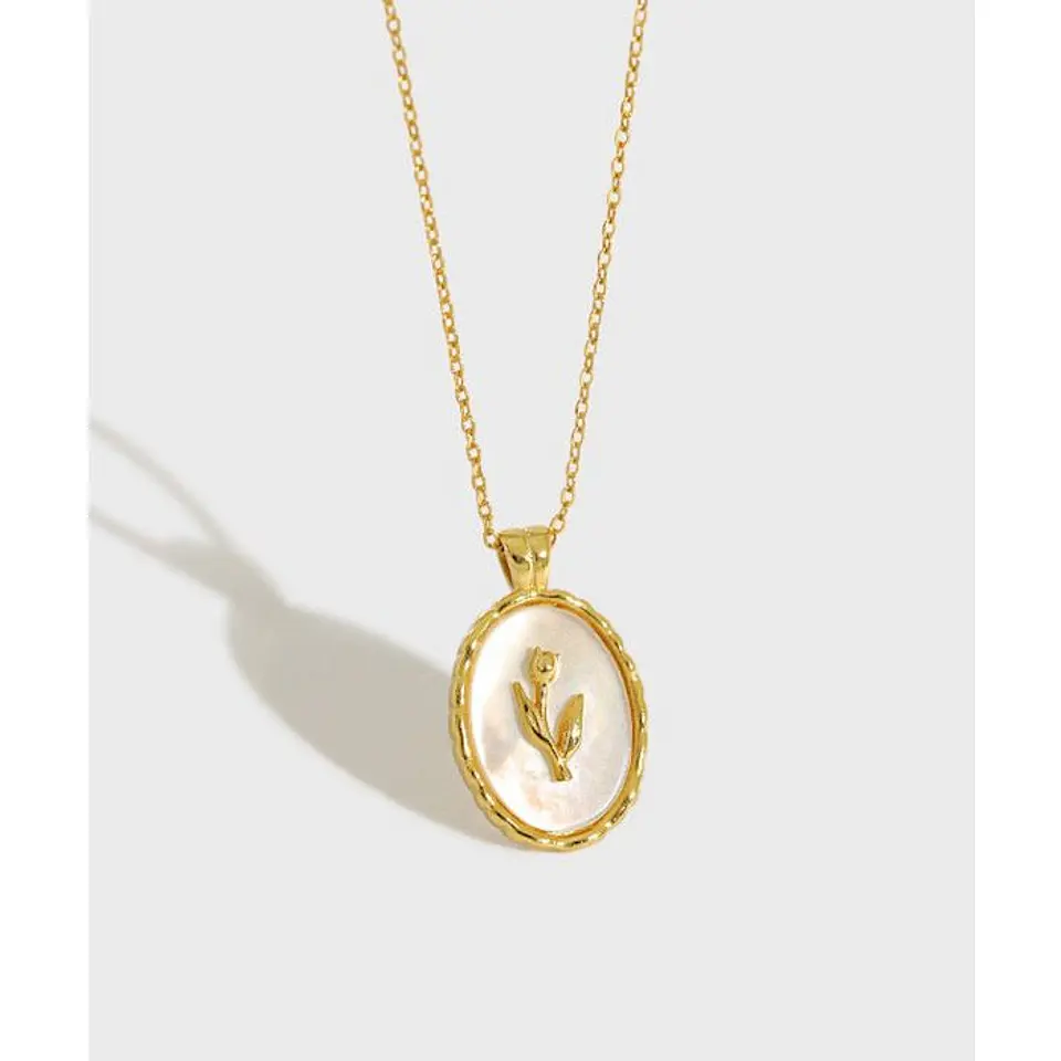 Colar Tulipa sobre Madrepérola em Prata 1