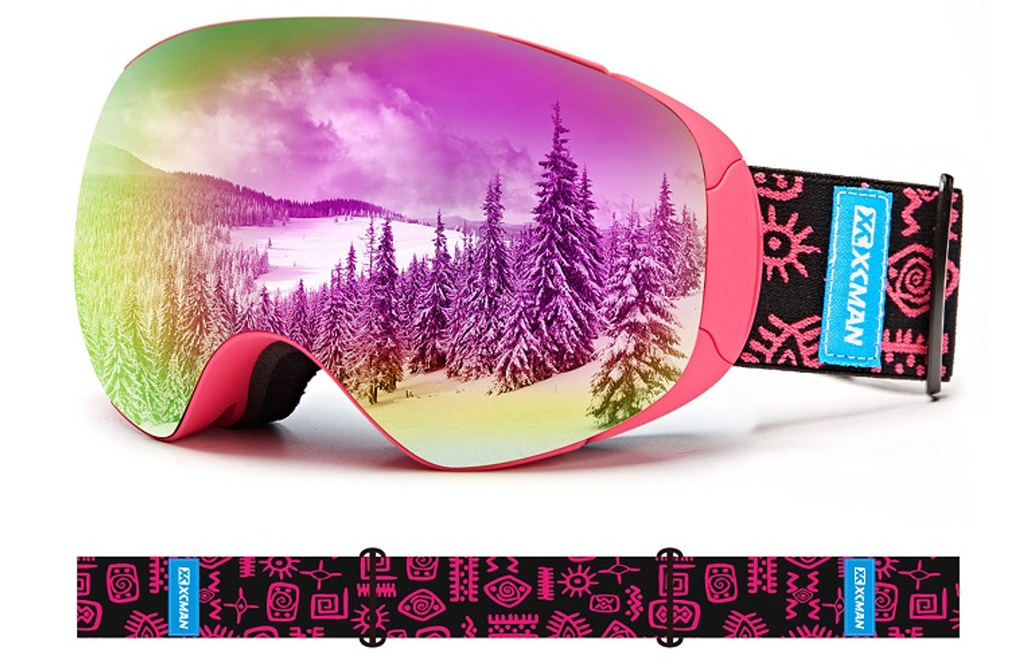 Antiparras Nieve Ski Snowboard Rosada Semi Espejada UV400 100% 1