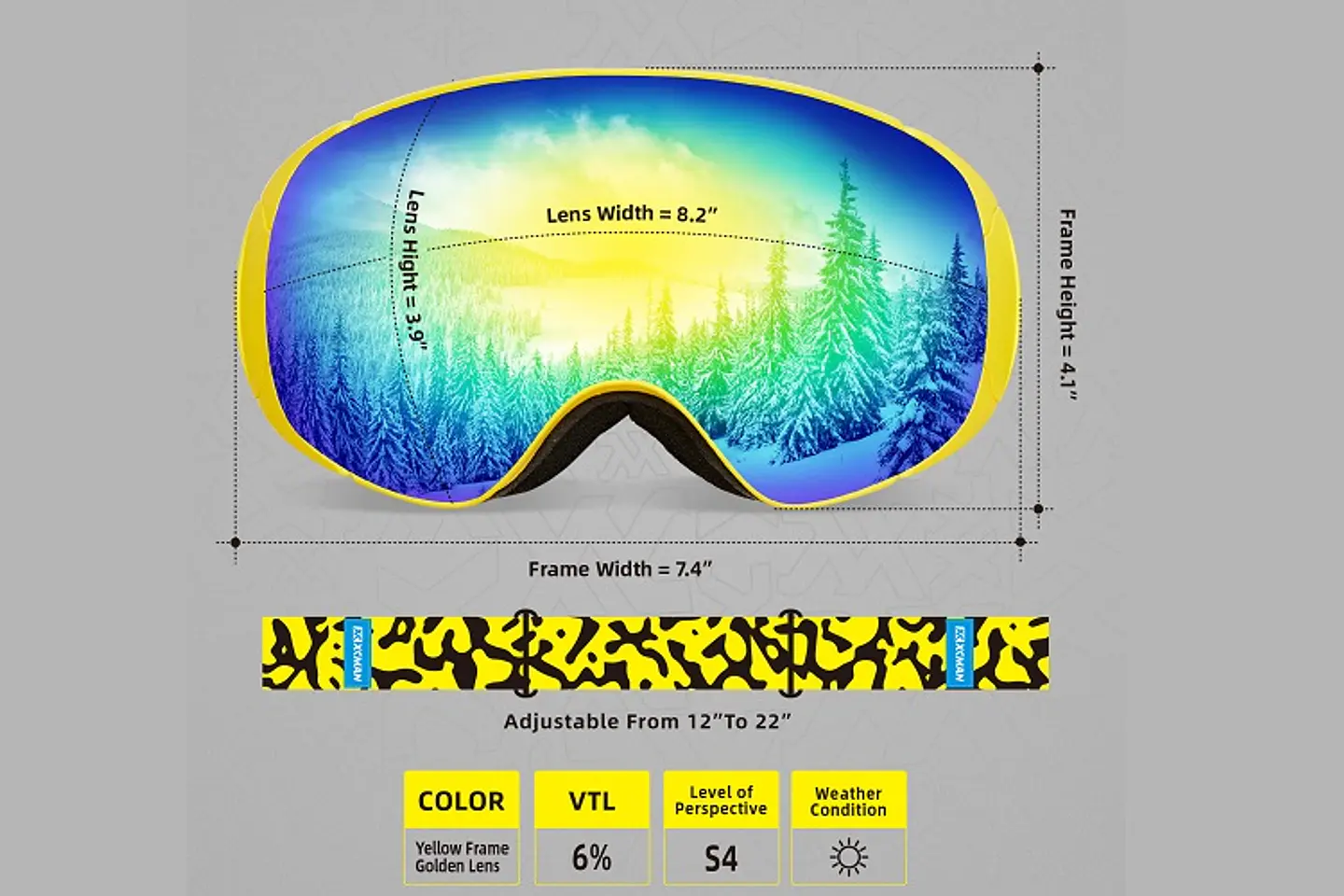 Antiparra Ski Snowboard Amarilla Full Espejada UV400 100% 2