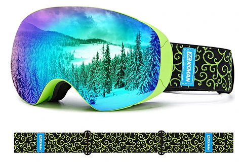 Antiparras Nieve Ski Snowboard Verde Full Espejada UV400 100%