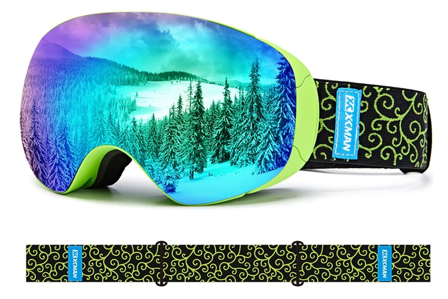Antiparras Nieve Ski Snowboard Verde Full Espejada UV400 100% 1