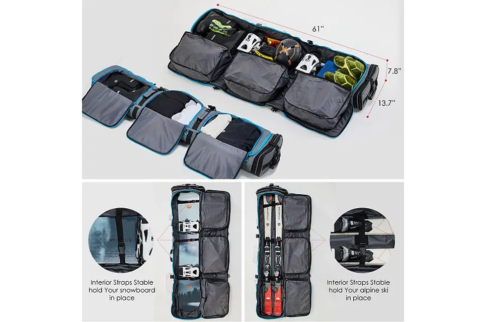 Bolso Viaje Porta Ski Snowboard Extendible 160-175-190cm / Con Ruedas 2