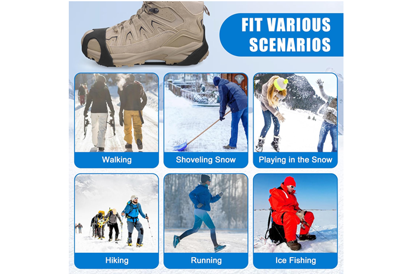 Cubre Suela Grip Antideslizante Nieve Crampones Adaptables Integrados 3