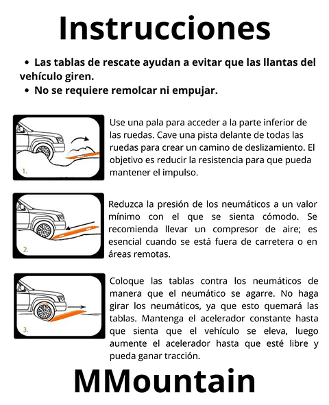 Tablas Rescate Tracción Nieve Arena Barro Off-Road 4x4 + Bolso