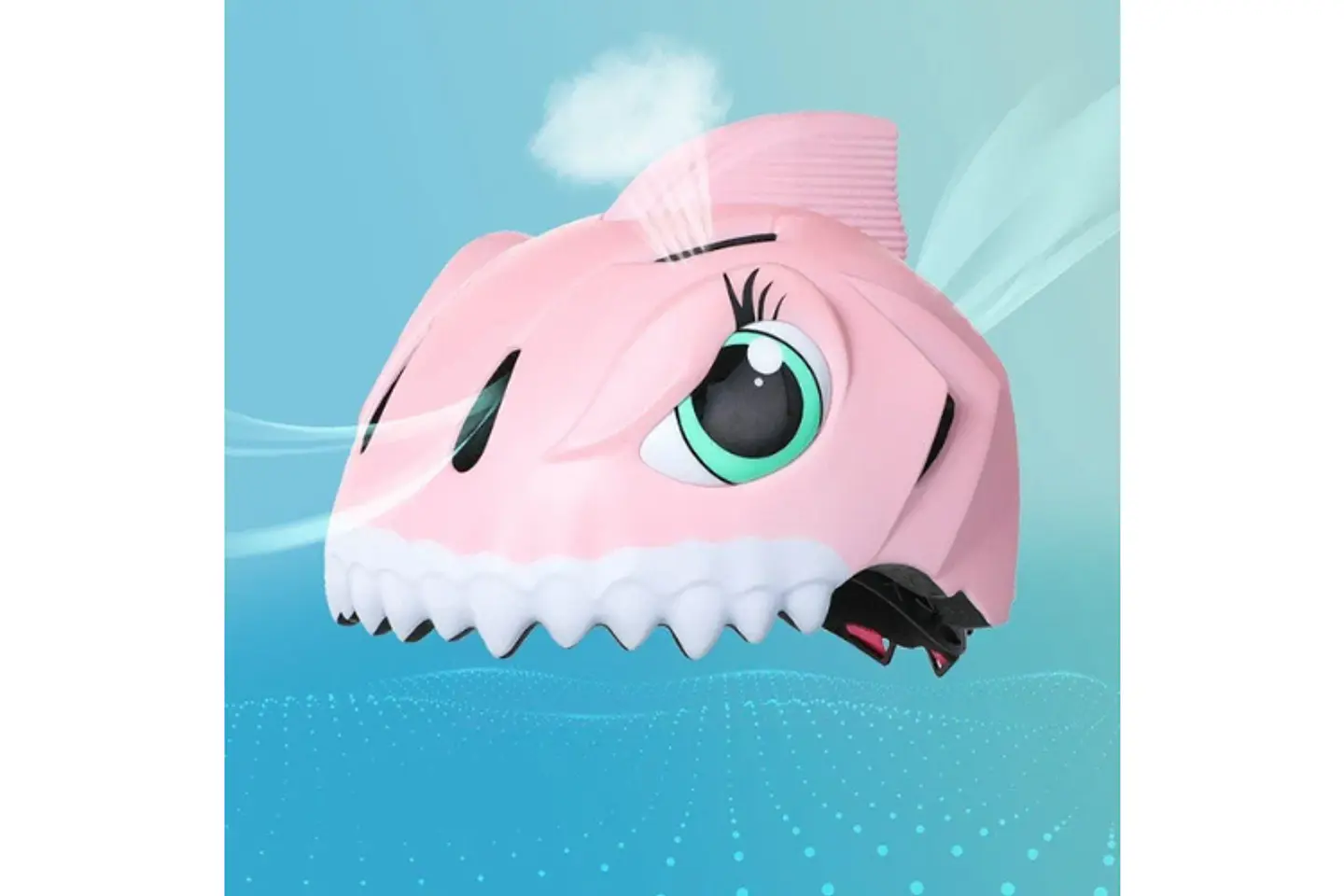 Casco Bicicleta Niños Tiburón Rosa Patines Scooter Skate - 3D 2