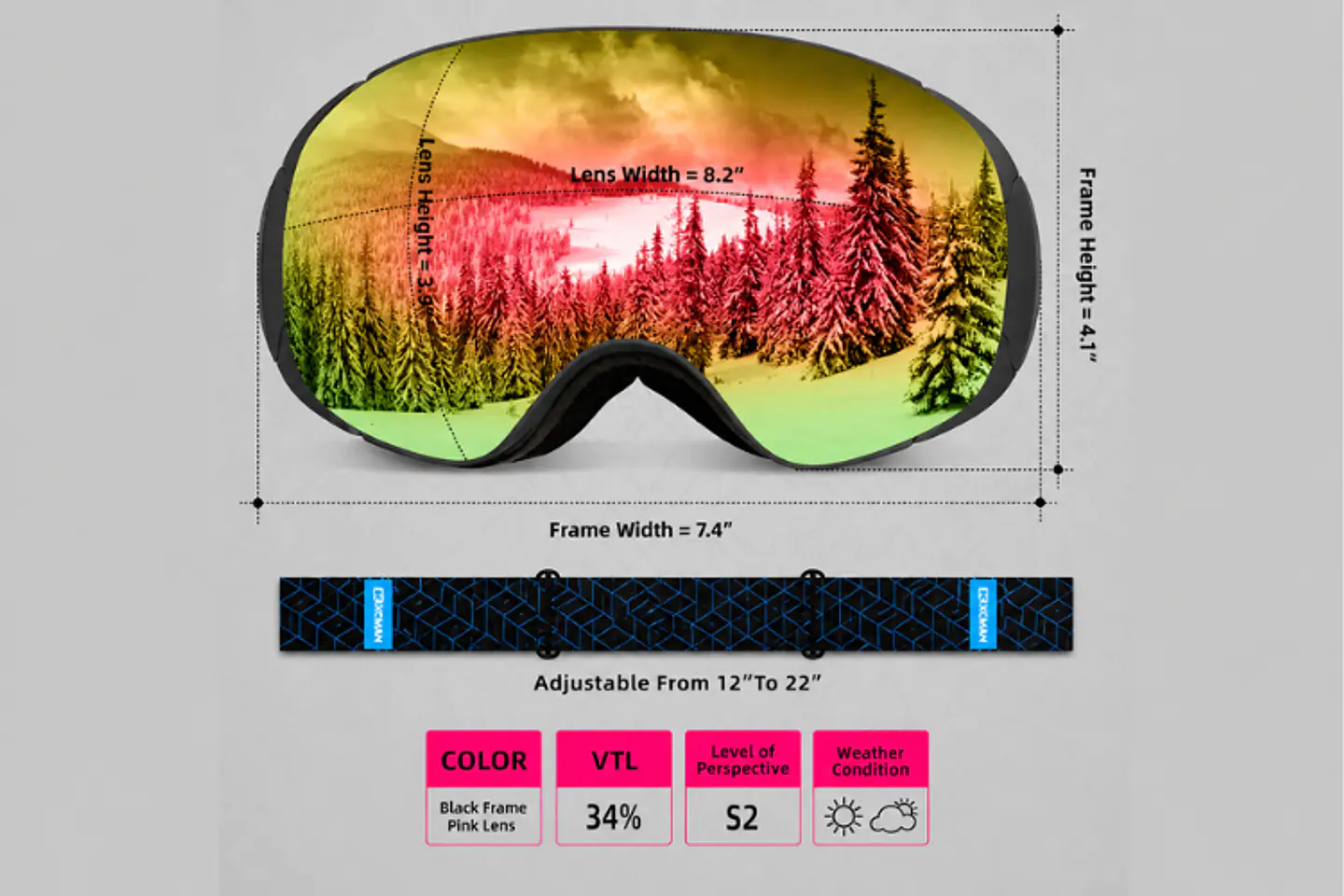 Antiparras Nieve Ski Snowboard Marco Negro Semi Espejada UV400 100% 2