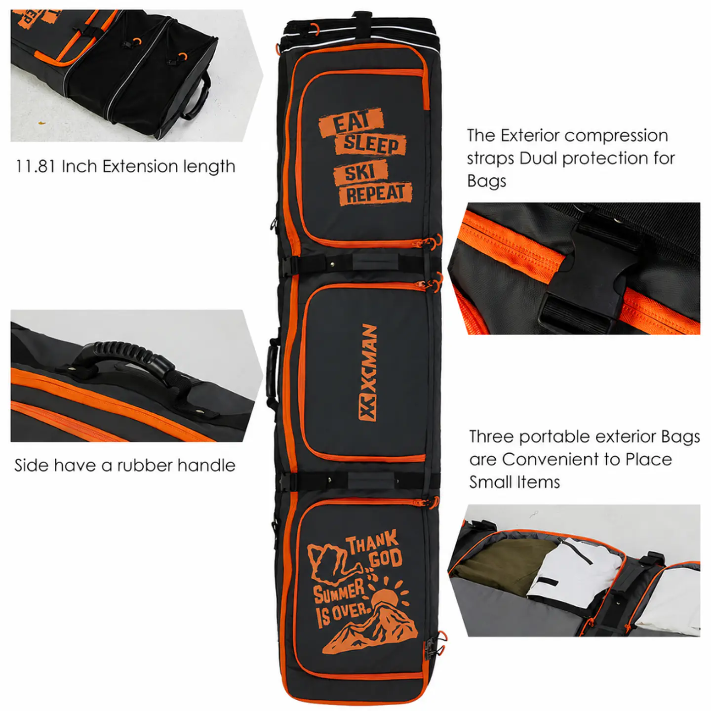 Bolso Viaje Porta Ski Snowboard Extendible 160-175-190cm / Con Ruedas 2