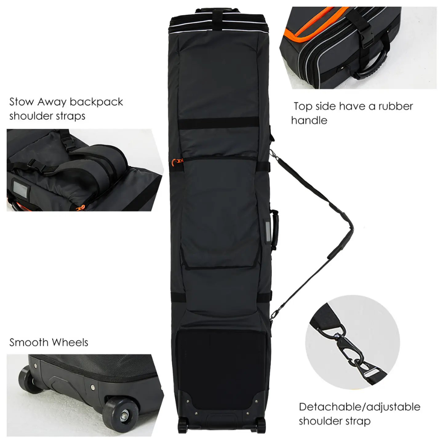 Bolso Viaje Porta Ski Snowboard Extendible 160-175-190cm / Con Ruedas 3