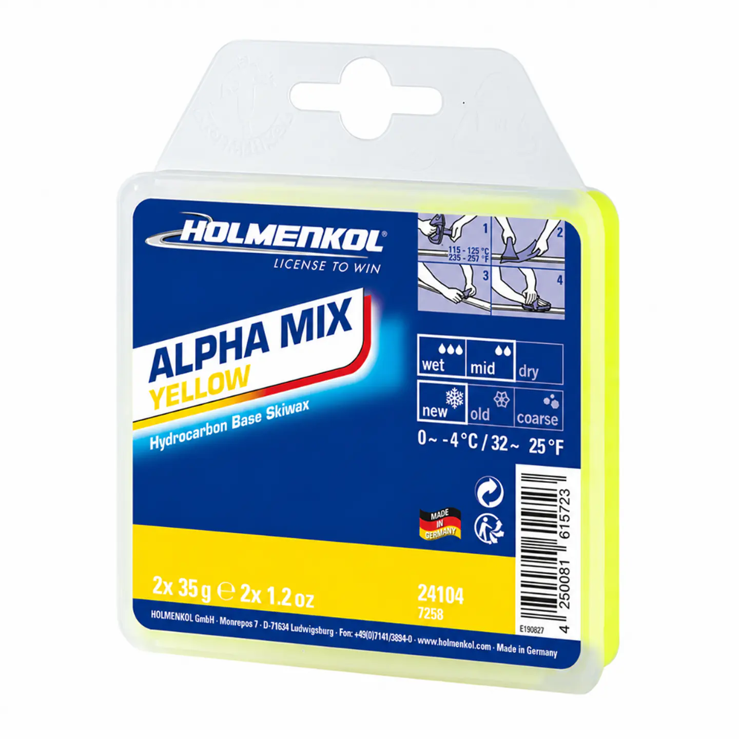 Cera Holmenkol Alpha Mix Yellow 2x35g 1