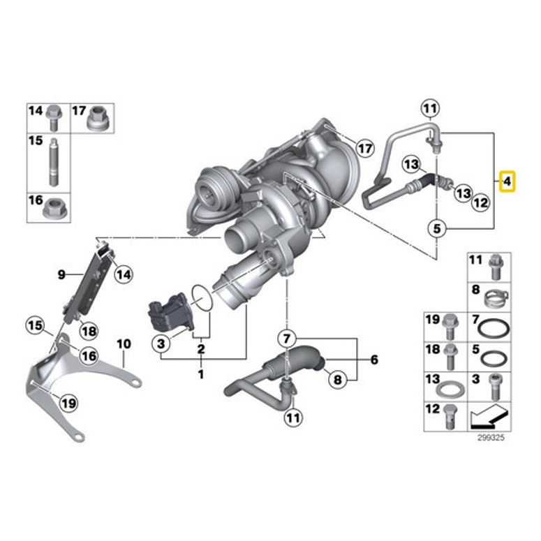 Cañeria Aceite Turbo Bmw 114i, 116i, 120i, 314i 316i N13 3