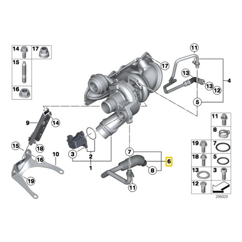 Cañeria Retorno Aceite Turbo Bmw 114i,116i,120i,314i,316 N13 2