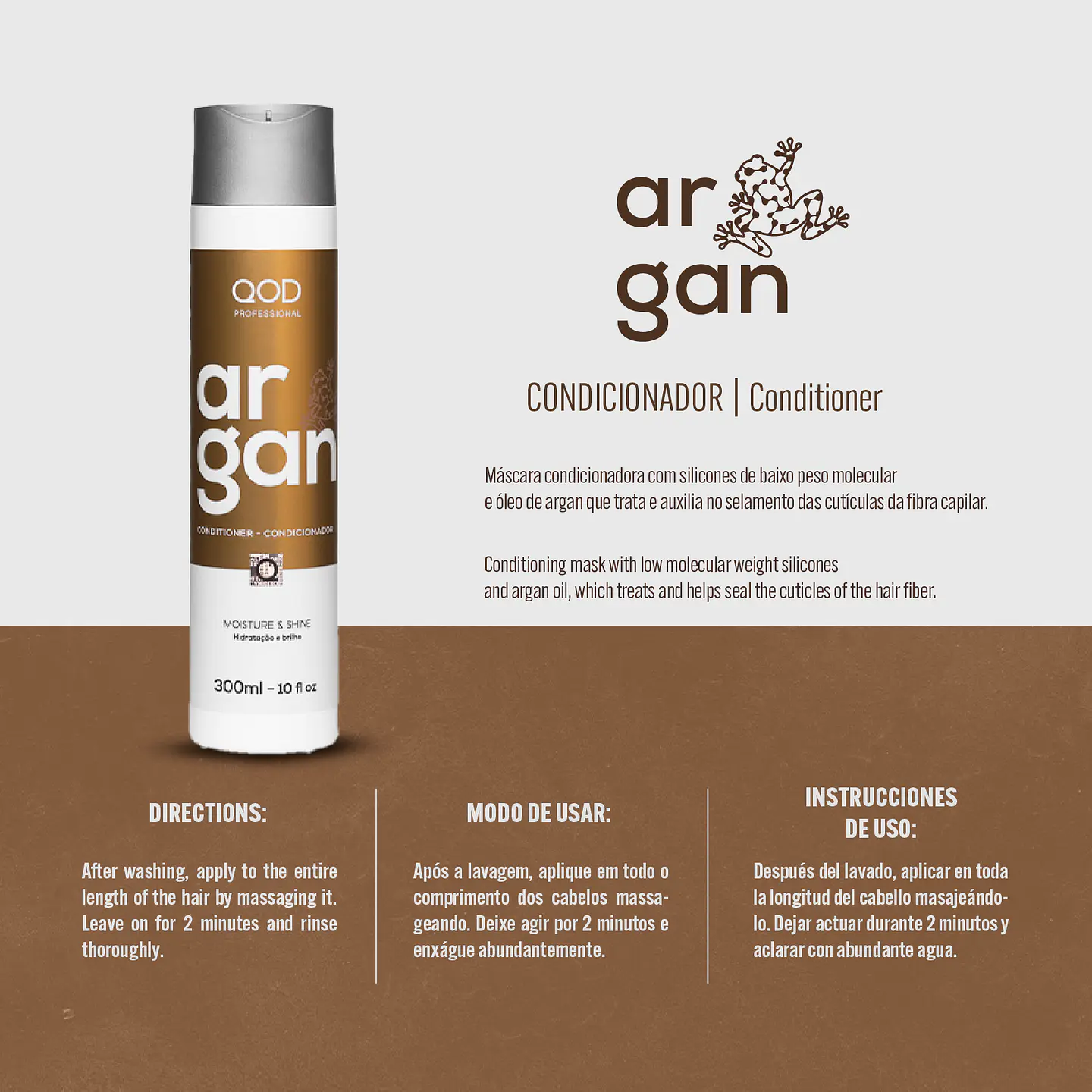Argan Conditioner 300ml - Shine and Softness - QOD PRO 3