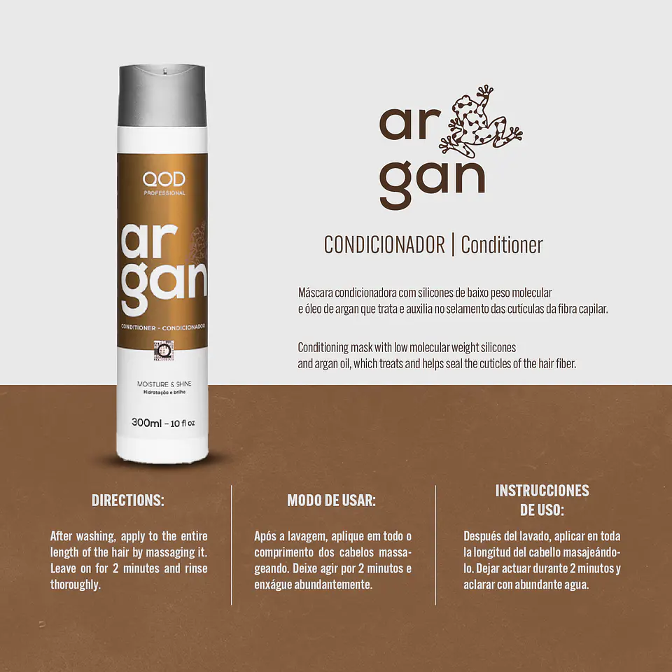 Argan Conditioner 300ml - Shine and Softness - QOD PRO 3