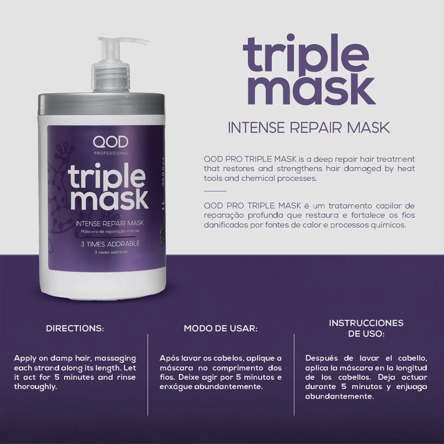 Triple Mask 1000ml - Intensive Treatment - QOD PRO 3