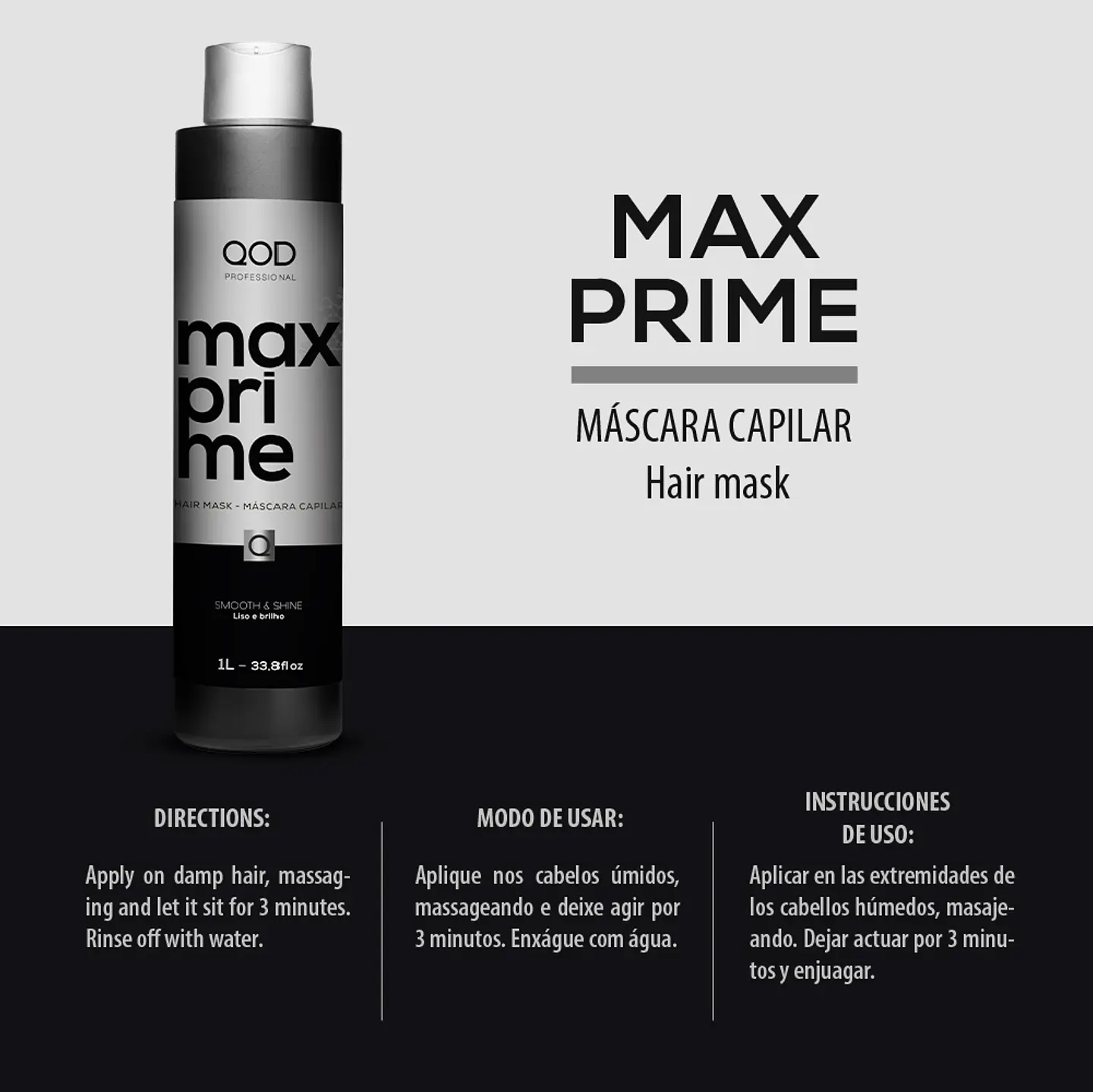 Max Prime Set - Shampoo + Mask 1000ml each - QOD PRO 2