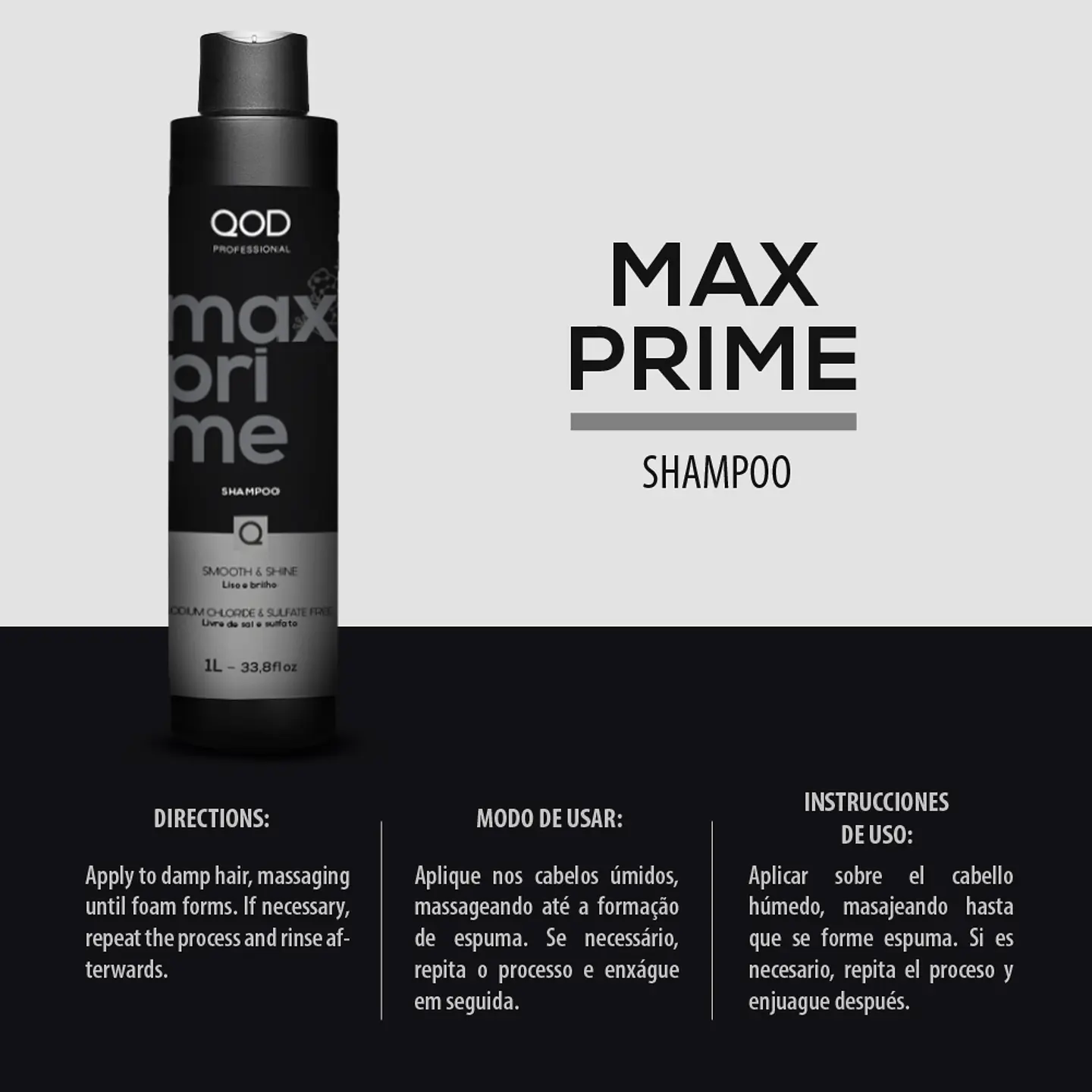 Max Prime Set - Shampoo + Mask 1000ml each - QOD PRO 3