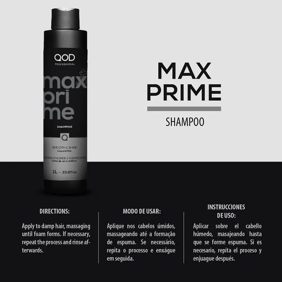 Max Prime Set - Shampoo + Mask 1000ml each - QOD PRO 3