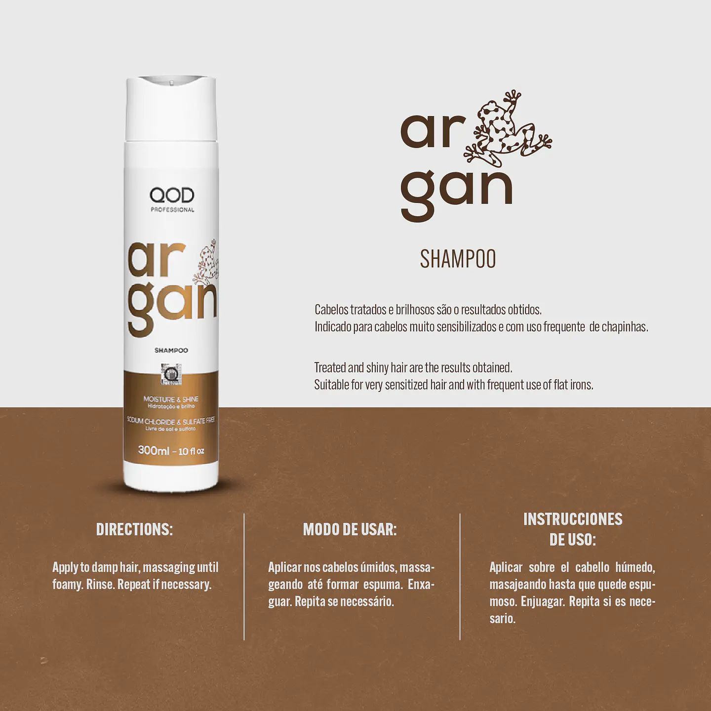 Argan Shampoo 300ml - Shine and Softness - QOD PRO 3