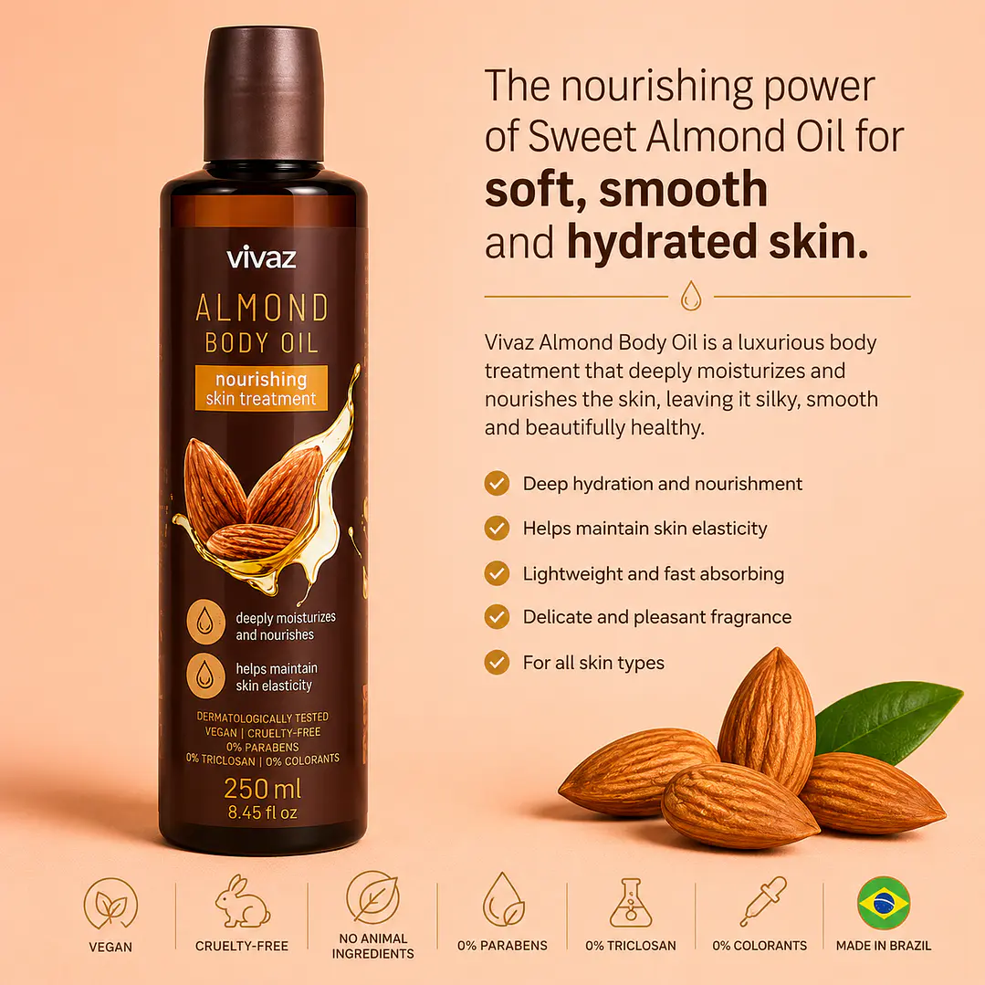 Vivaz Sweet Almond Body Oil – Deep Moisturizing Skin Treatment 250ML 2